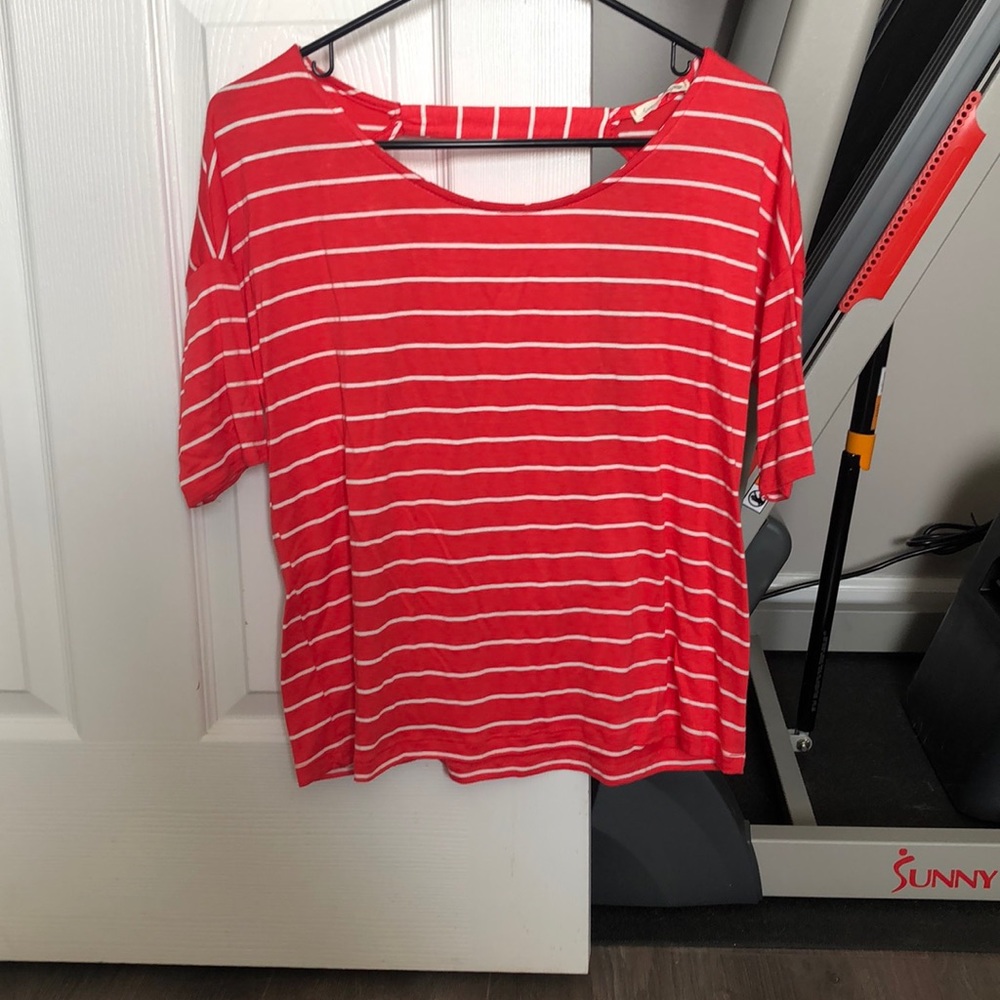 NWT Soprano xs orange and white striped top with open back